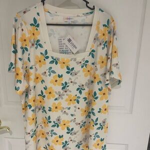 Lularoe Floral Print Women's Top - Yellow